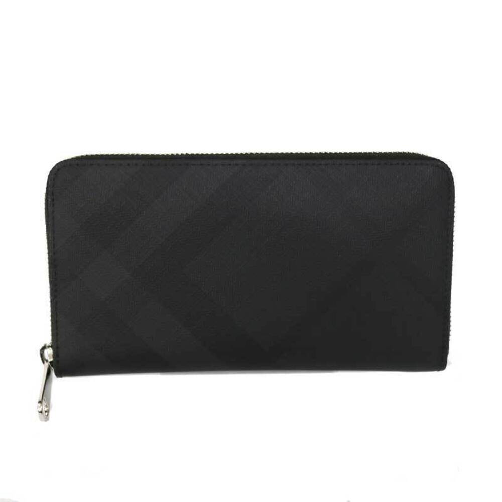 Burberry Wallet Around Zip Black Check Canvas - Picture 4 of 8